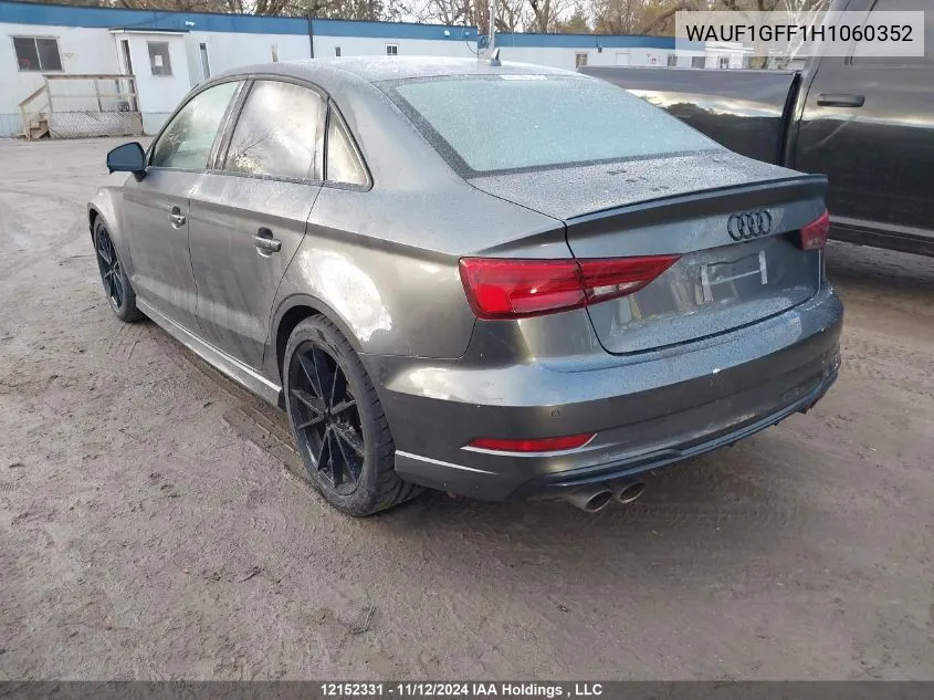 2017 Audi S3 VIN: WAUF1GFF1H1060352 Lot: 12152331