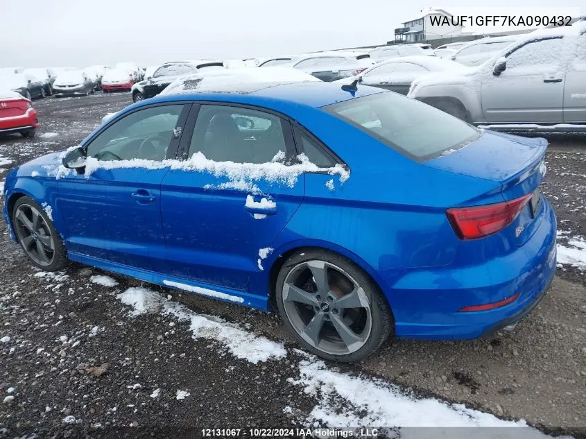 2019 Audi S3 Sedan VIN: WAUF1GFF7KA090432 Lot: 12131067