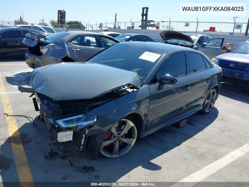 2019 Audi S3 2.0T Premium Plus VIN: WAUB1GFFXKA084025 Lot: 40203378