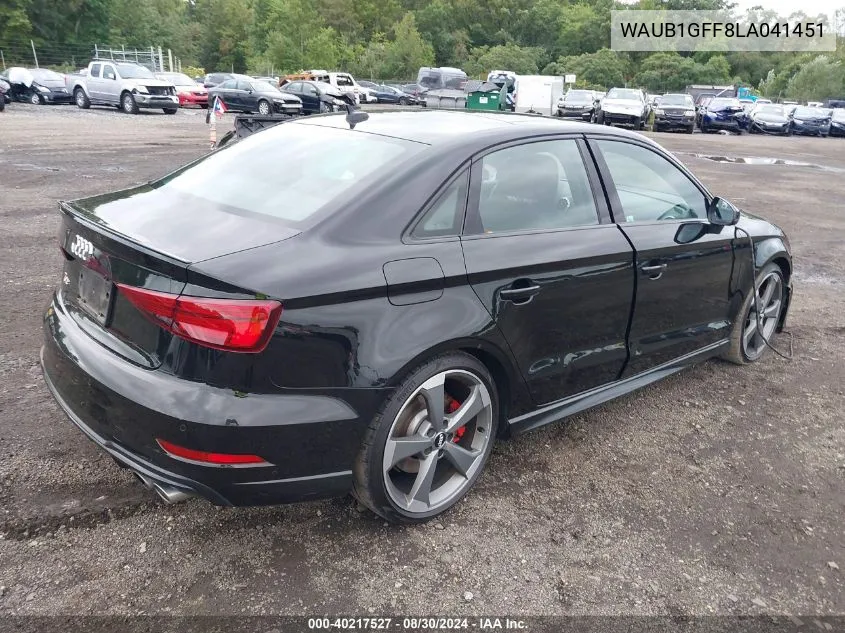 2020 Audi S3 Premium Tfsi Quattro S Tronic VIN: WAUB1GFF8LA041451 Lot: 40217527