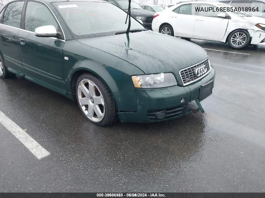 2005 Audi S4 4.2 VIN: WAUPL68E85A018964 Lot: 39606163