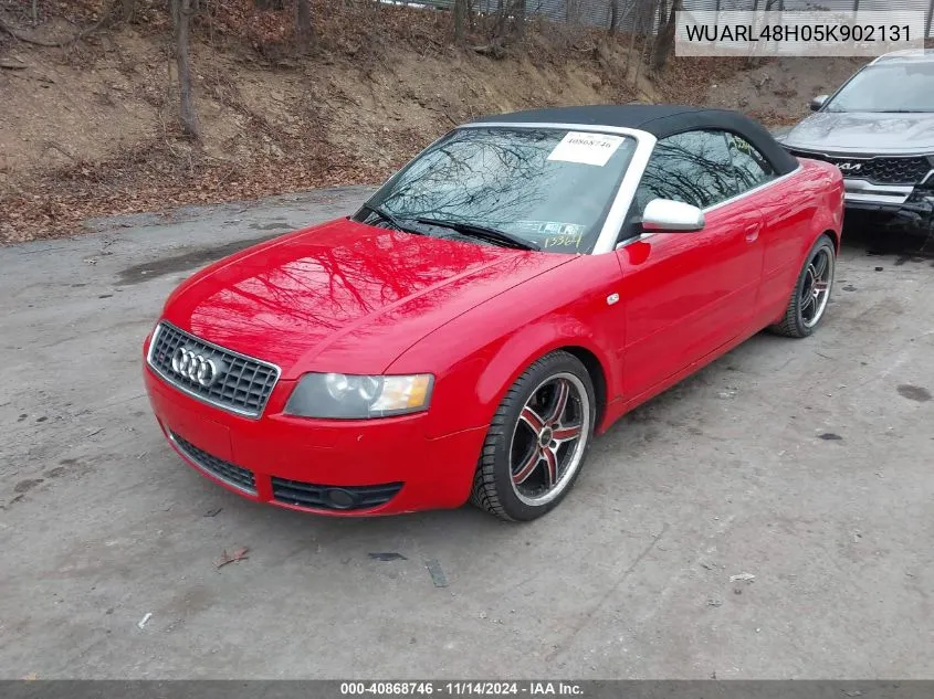 2005 Audi S4 VIN: WUARL48H05K902131 Lot: 40868746