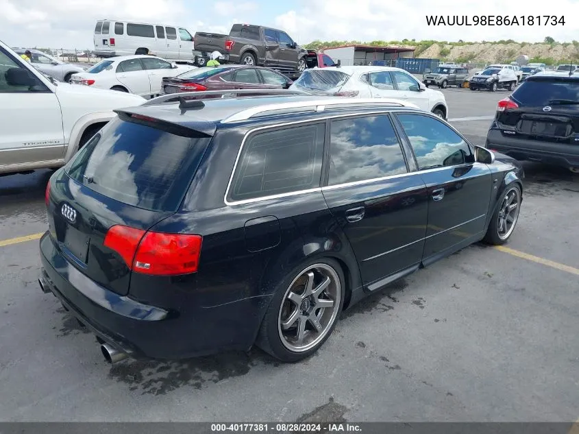 2006 Audi S4 4.2 Avant VIN: WAUUL98E86A181734 Lot: 40177381