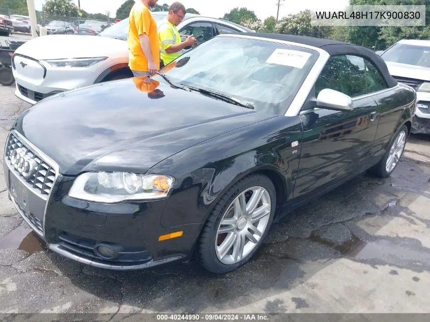 2007 Audi S4 VIN: WUARL48H17K900830 Lot: 40244990