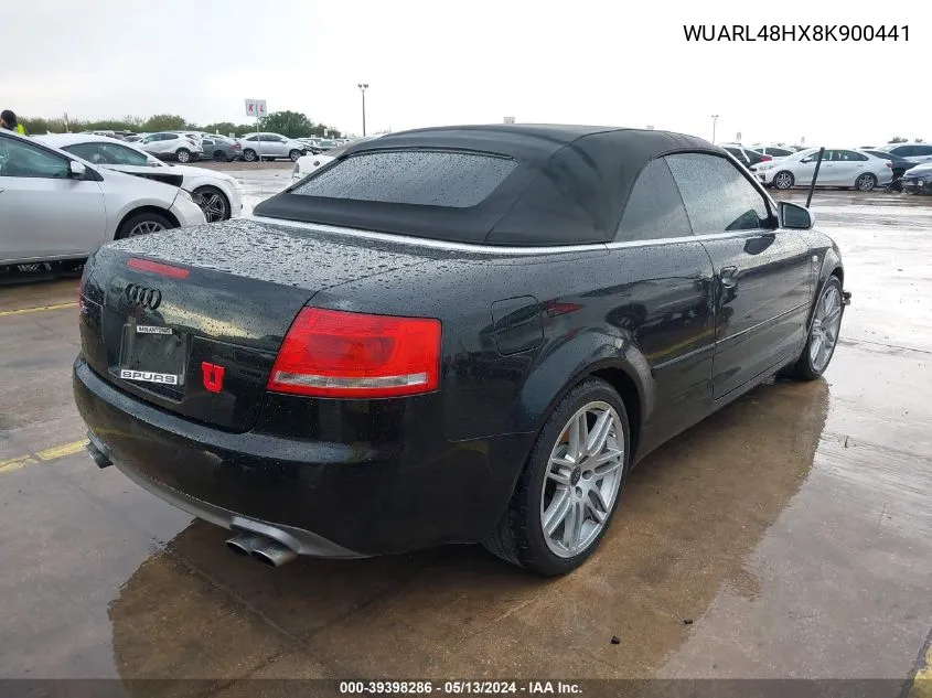 2008 Audi S4 4.2 VIN: WUARL48HX8K900441 Lot: 39398286