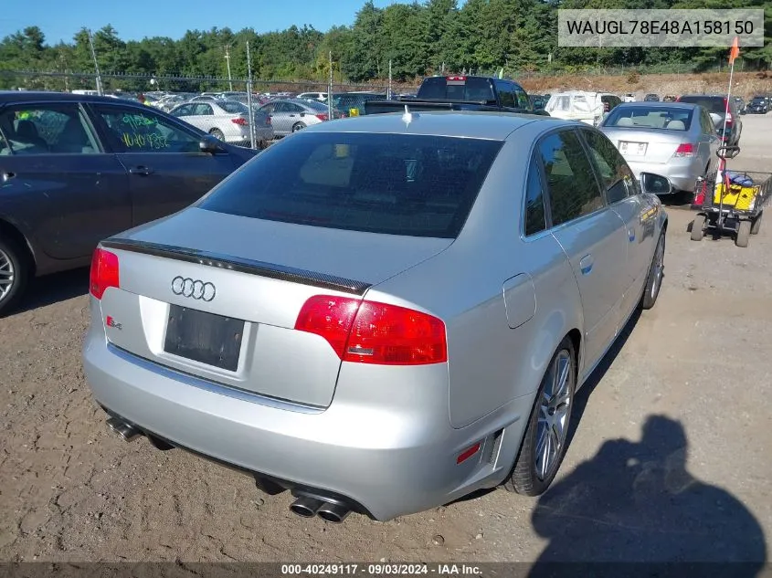 2008 Audi S4 4.2 VIN: WAUGL78E48A158150 Lot: 40249117