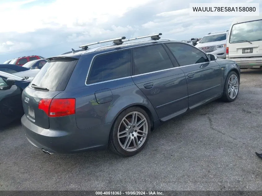 2008 Audi S4 Avant Quattro VIN: WAUUL78E58A158080 Lot: 40518363