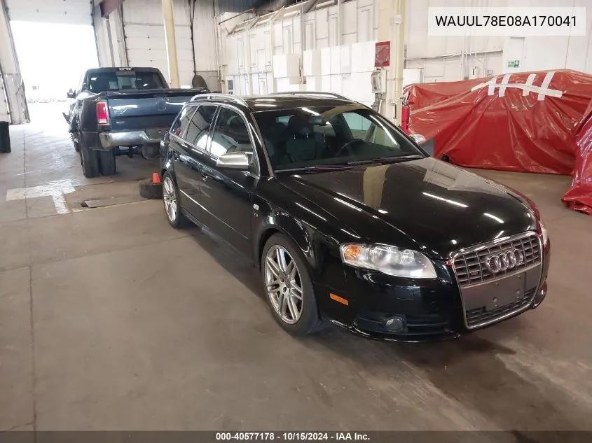 2008 Audi S4 4.2 Avant VIN: WAUUL78E08A170041 Lot: 40577178