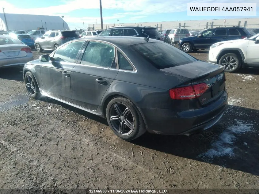 2010 Audi S4 VIN: WAUFGDFL4AA057941 Lot: 12146530