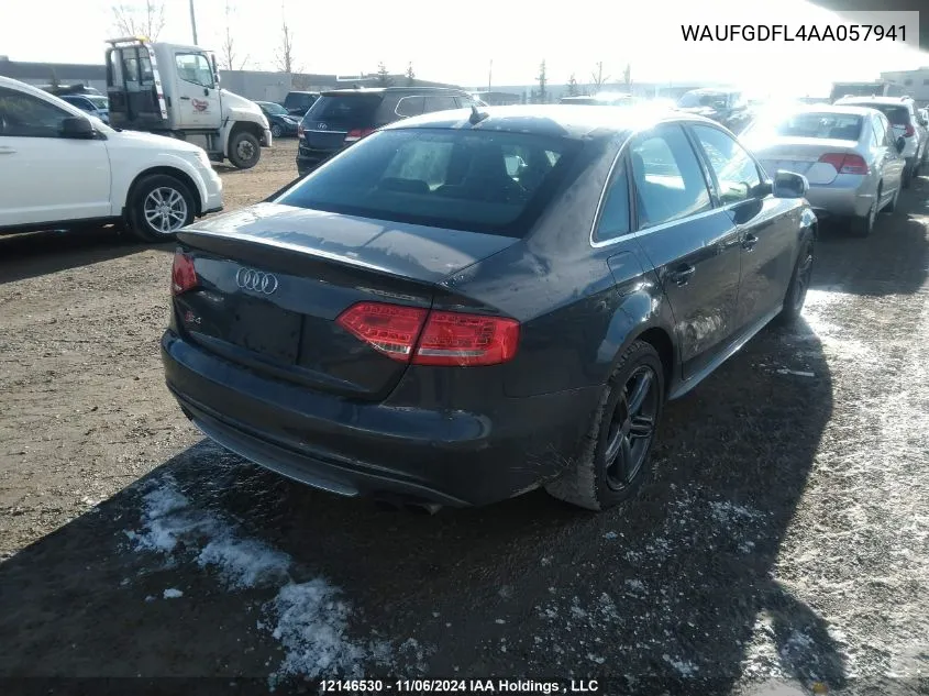 2010 Audi S4 VIN: WAUFGDFL4AA057941 Lot: 12146530