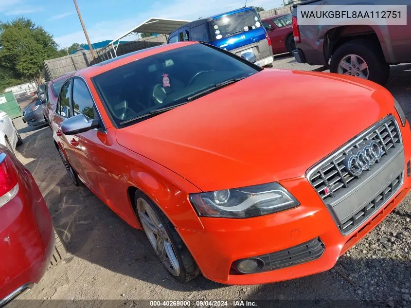 2010 Audi S4 3.0 Premium Plus VIN: WAUKGBFL8AA112751 Lot: 40269000