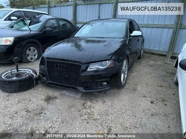 WAUFGCFL0BA135238 2011 Audi S4 3.0T Quattro