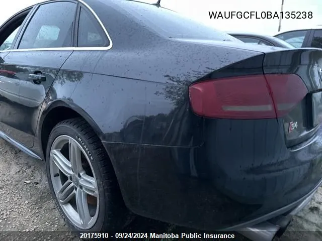 WAUFGCFL0BA135238 2011 Audi S4 3.0T Quattro