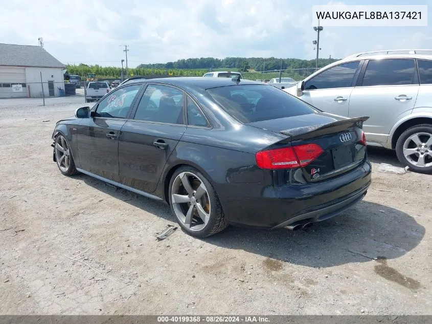 WAUKGAFL8BA137421 2011 Audi S4 3.0 Premium Plus