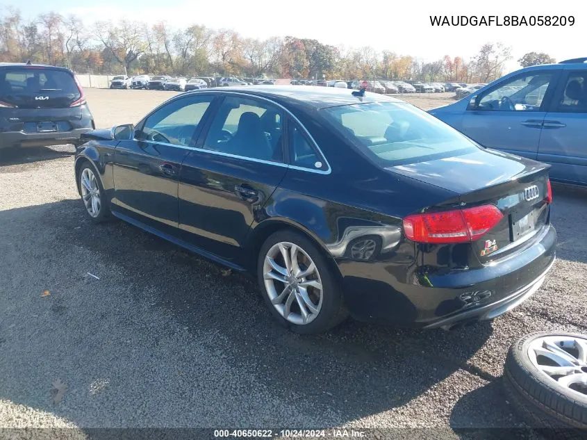 2011 Audi S4 3.0 Premium Plus VIN: WAUDGAFL8BA058209 Lot: 40650622