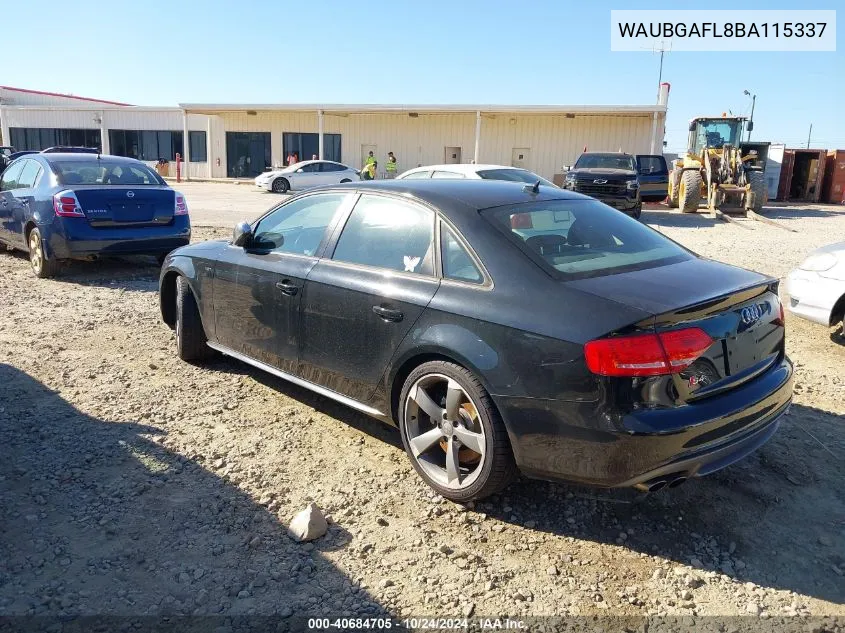 2011 Audi S4 3.0 Premium Plus VIN: WAUBGAFL8BA115337 Lot: 40684705