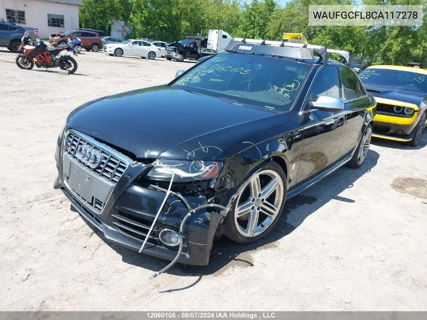 2012 Audi S4 Premium VIN: WAUFGCFL8CA117278 Lot: 12060105