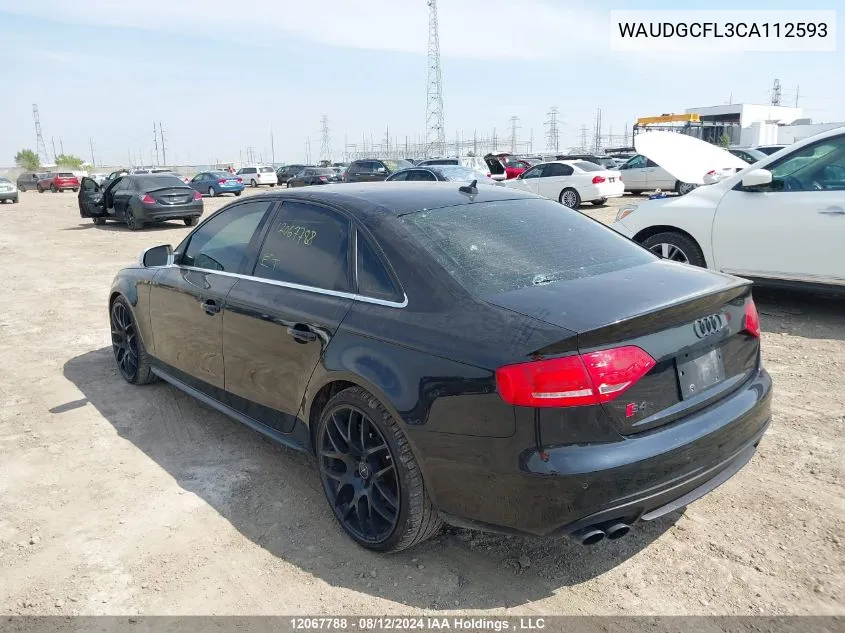 2012 Audi S4 VIN: WAUDGCFL3CA112593 Lot: 12067788