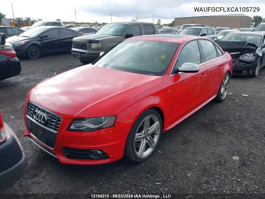 2012 Audi S4 VIN: WAUFGCFLXCA105729 Lot: 12104213