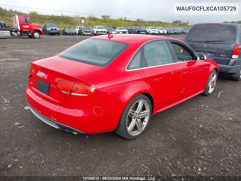 2012 Audi S4 VIN: WAUFGCFLXCA105729 Lot: 12104213