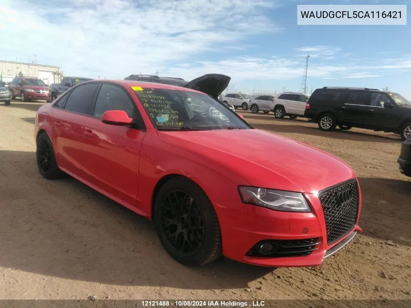 2012 Audi S4 VIN: WAUDGCFL5CA116421 Lot: 12121488