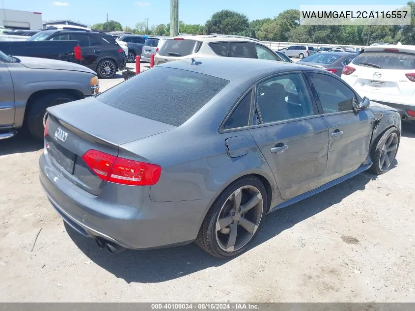 2012 Audi S4 3.0 Premium Plus VIN: WAUMGAFL2CA116557 Lot: 40109034