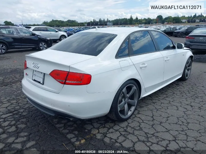 2012 Audi S4 3.0 Premium Plus VIN: WAUKGAFL1CA112071 Lot: 40180538