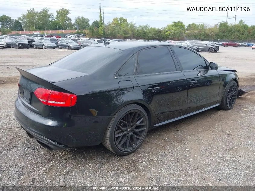 2012 Audi S4 3.0 Premium Plus VIN: WAUDGAFL8CA114196 Lot: 40356418