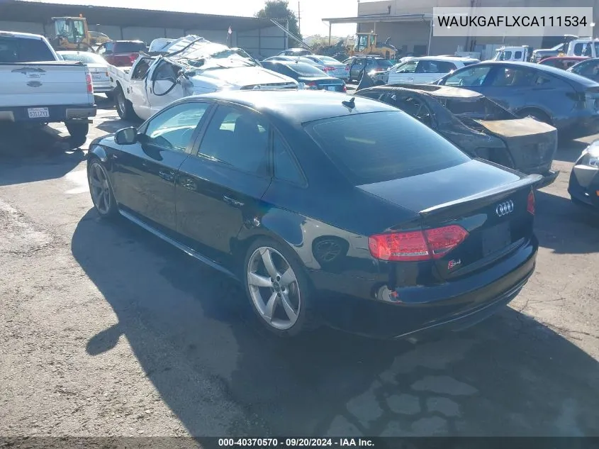 2012 Audi S4 3.0 Premium Plus VIN: WAUKGAFLXCA111534 Lot: 40370570