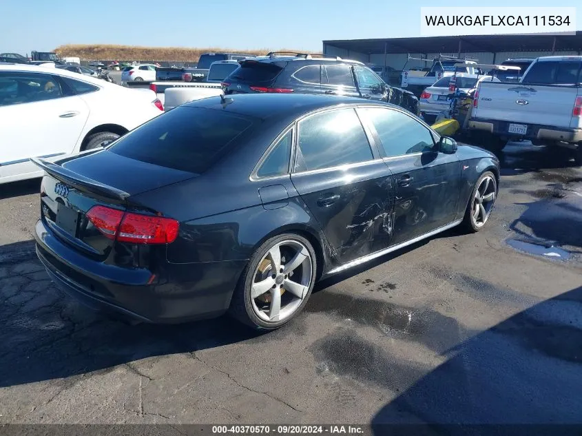 2012 Audi S4 3.0 Premium Plus VIN: WAUKGAFLXCA111534 Lot: 40370570