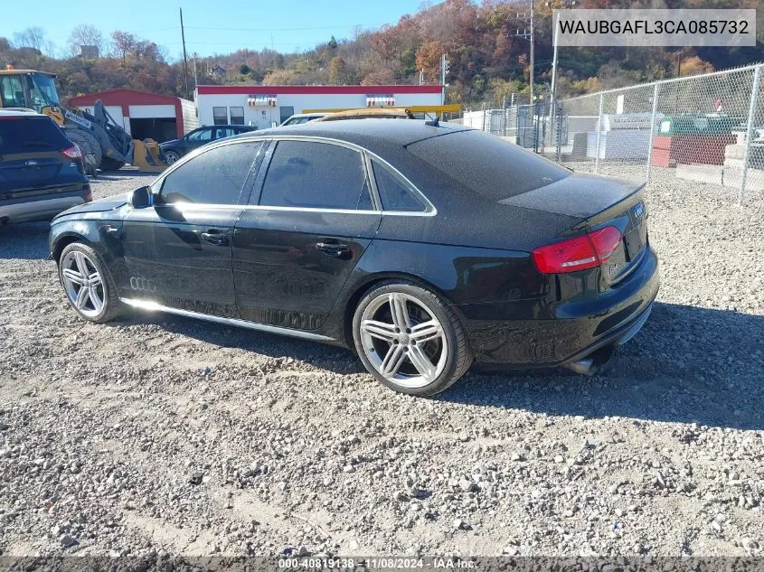 2012 Audi S4 3.0 Premium Plus VIN: WAUBGAFL3CA085732 Lot: 40819138