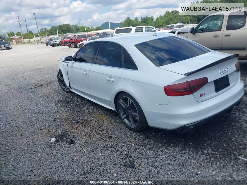 2014 Audi S4 3.0T Premium Plus VIN: WAUBGAFL4EA157119 Lot: 40106564