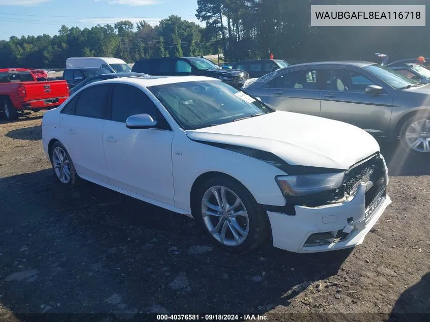 2014 Audi S4 3.0T Premium Plus VIN: WAUBGAFL8EA116718 Lot: 40376581