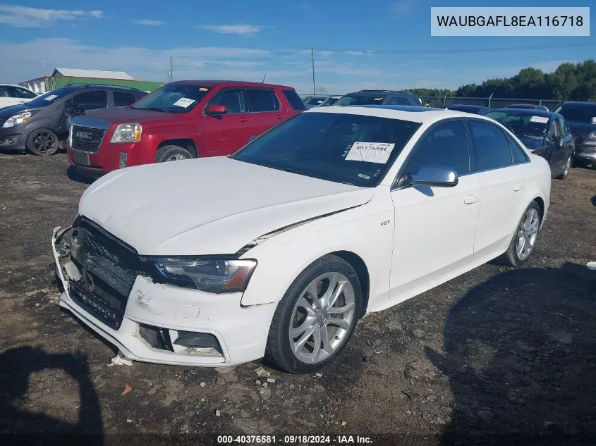 2014 Audi S4 3.0T Premium Plus VIN: WAUBGAFL8EA116718 Lot: 40376581