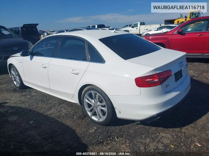 2014 Audi S4 3.0T Premium Plus VIN: WAUBGAFL8EA116718 Lot: 40376581