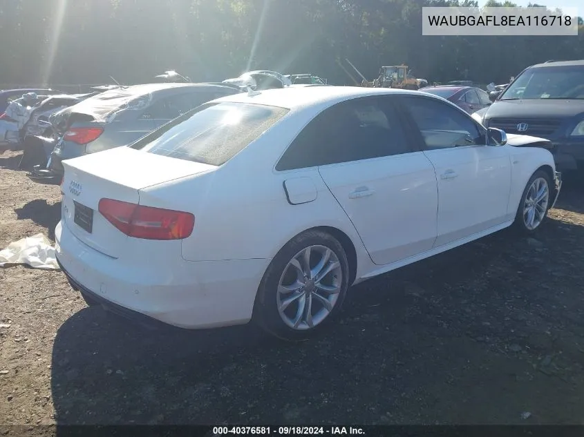 2014 Audi S4 3.0T Premium Plus VIN: WAUBGAFL8EA116718 Lot: 40376581