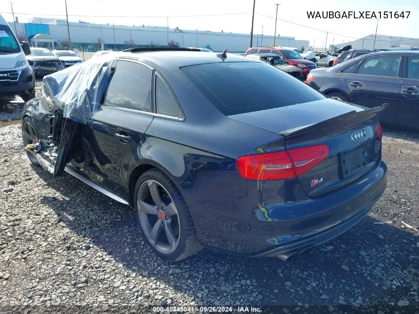 WAUBGAFLXEA151647 2014 Audi S4 3.0T Premium Plus