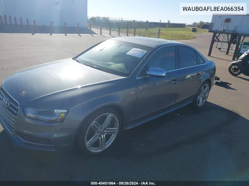 2014 Audi S4 Premium Plus VIN: WAUBGAFL8EA066354 Lot: 40451864