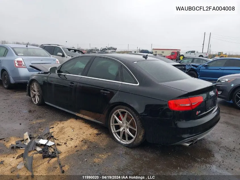 2015 Audi S4 Premium Plus VIN: WAUBGCFL2FA004008 Lot: 11990020