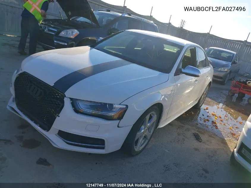 2015 Audi S4 VIN: WAUBGCFL2FA027496 Lot: 12147749