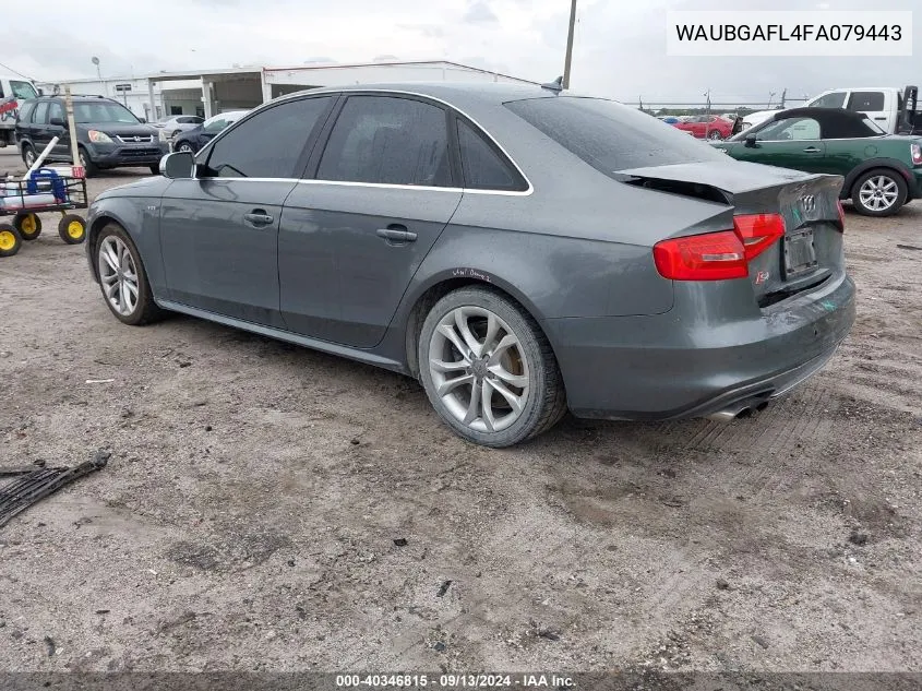 2015 Audi S4 Premium Plus VIN: WAUBGAFL4FA079443 Lot: 40346815