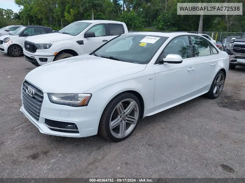 2015 Audi S4 Premium Plus VIN: WAUBGAFL2FA072538 Lot: 40364782