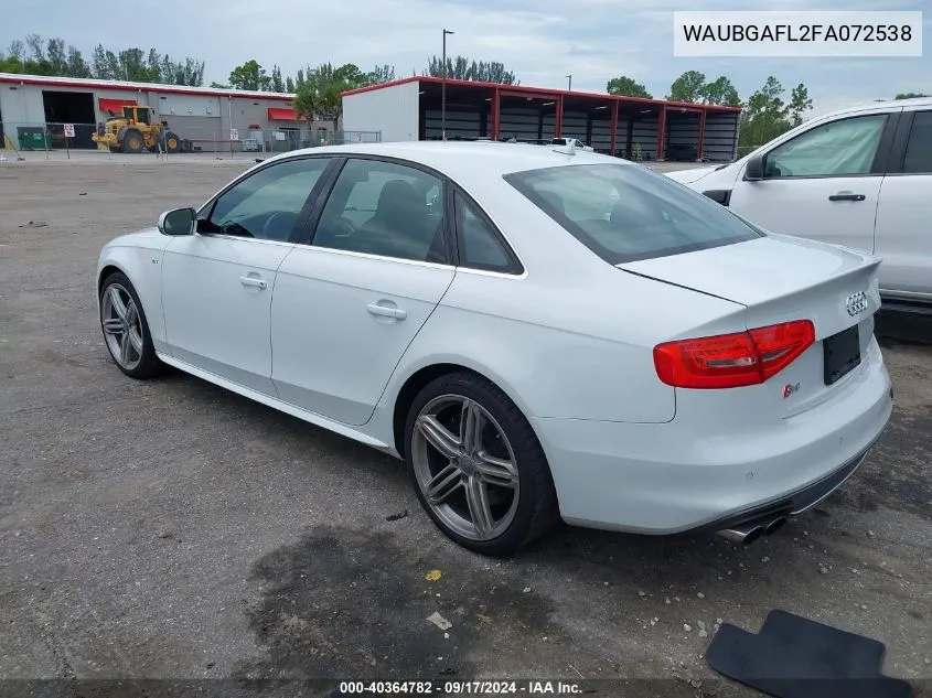 2015 Audi S4 Premium Plus VIN: WAUBGAFL2FA072538 Lot: 40364782