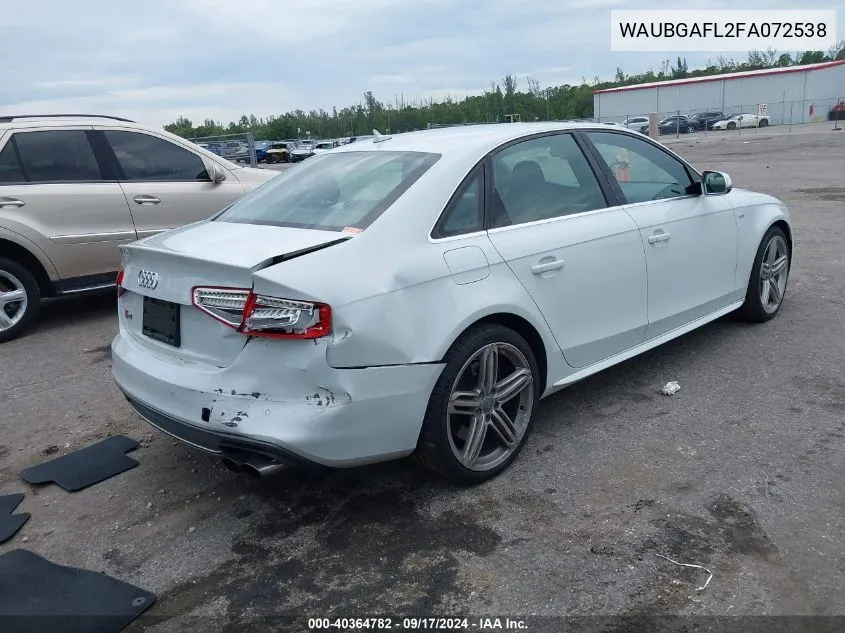 2015 Audi S4 Premium Plus VIN: WAUBGAFL2FA072538 Lot: 40364782