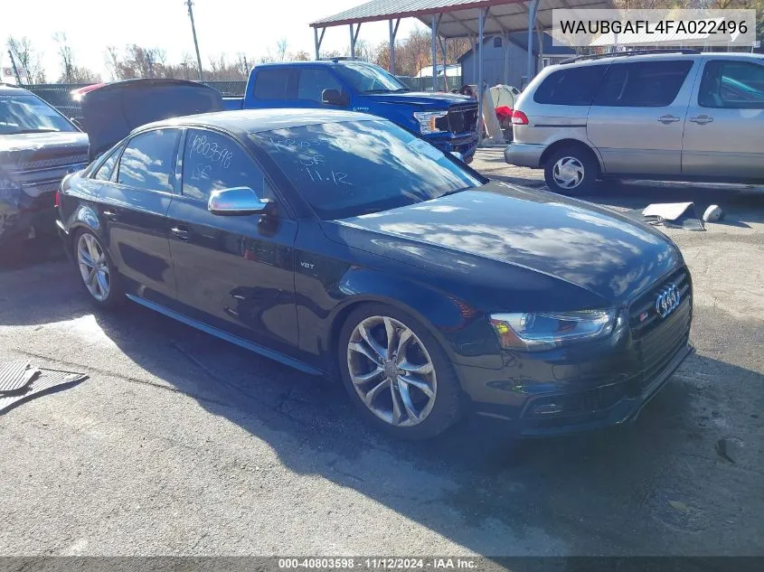 2015 Audi S4 3.0T Premium Plus VIN: WAUBGAFL4FA022496 Lot: 40803598