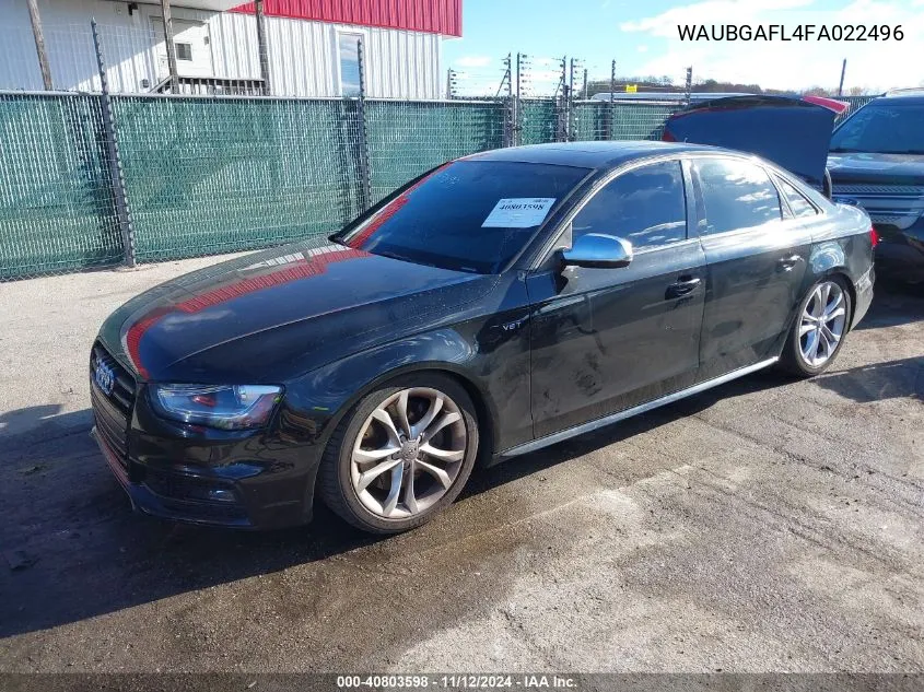 2015 Audi S4 3.0T Premium Plus VIN: WAUBGAFL4FA022496 Lot: 40803598