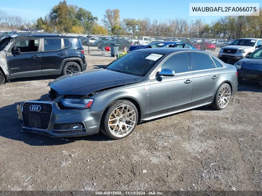 2015 Audi S4 3.0T Premium Plus VIN: WAUBGAFL2FA066075 Lot: 40815958