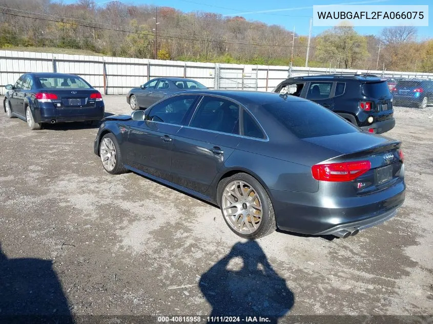 2015 Audi S4 3.0T Premium Plus VIN: WAUBGAFL2FA066075 Lot: 40815958