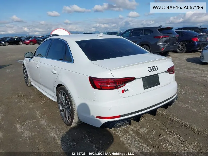 2018 Audi S4 Prestige VIN: WAUC4AF46JA067289 Lot: 12139726