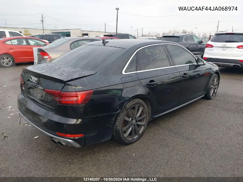 2018 Audi S4 Sedan VIN: WAUC4AF44JA068974 Lot: 12140207